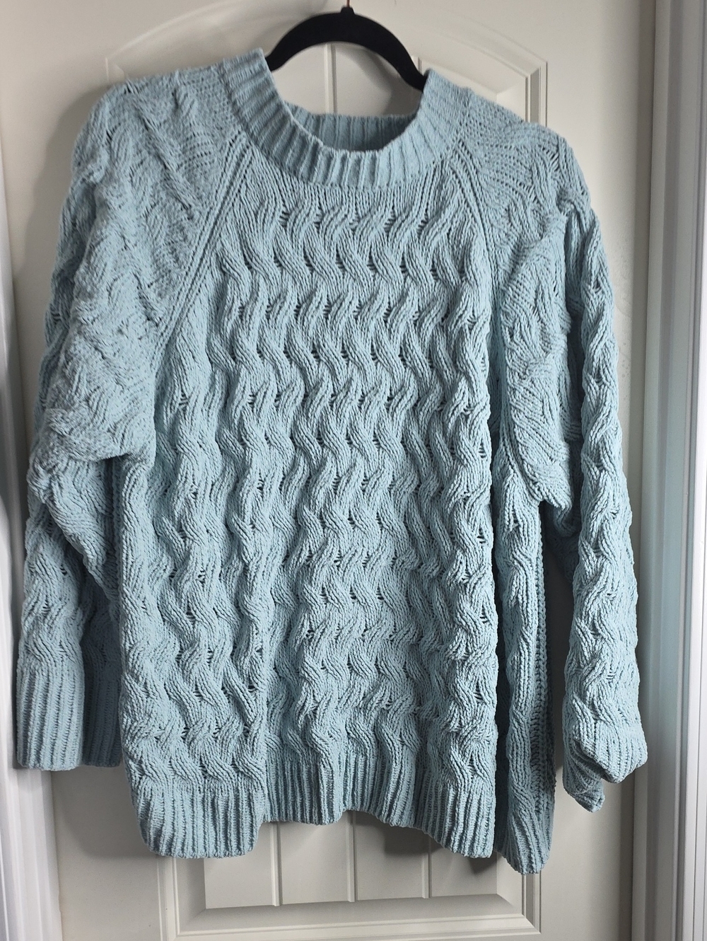 dip Light Blue Cable Knit Crewneck Sweater
